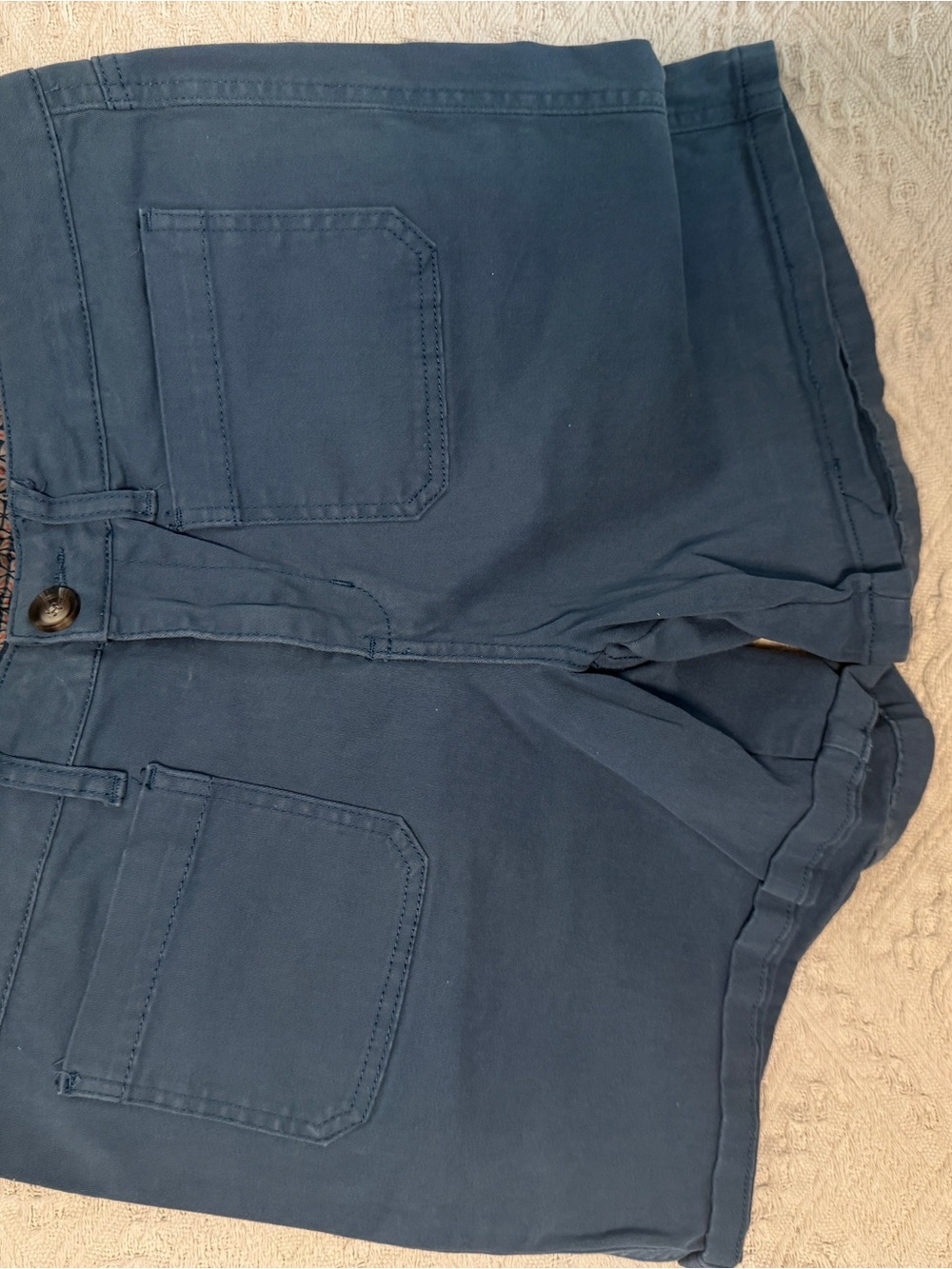 one 5 one Blue Button-Front Shorts with Patterned Waistband